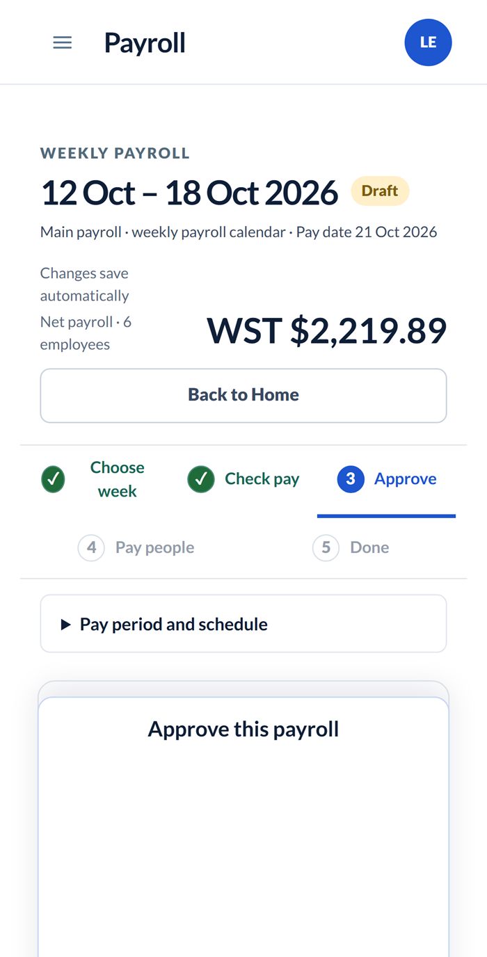 Payroll on a phone